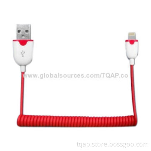 8-pin to USB Data Sync Charger Spring Cable, 1.5m Length